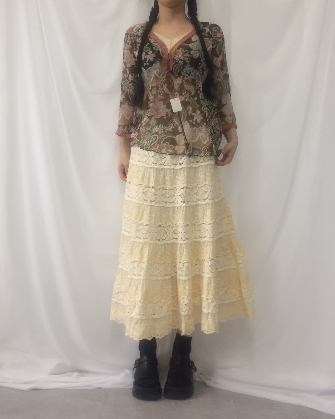 Pattern see through blouse 상품이미지5