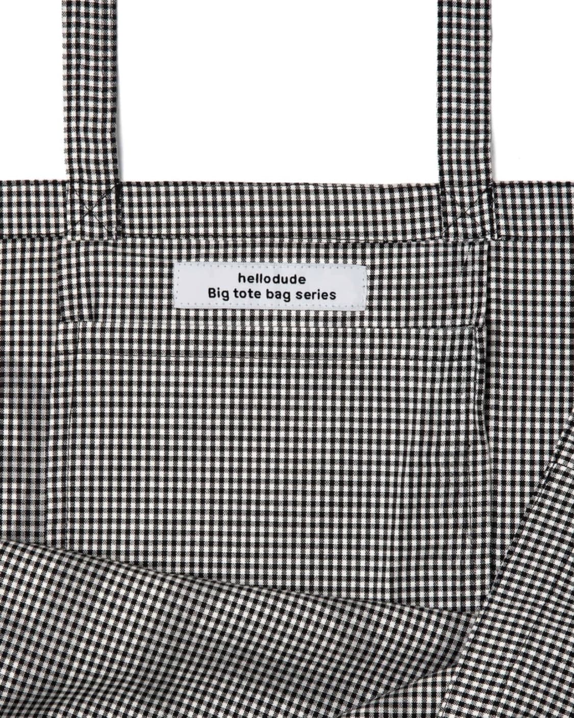 hello dude 헬로듀드 빅 토트백 블랙 체크 에코백 여름 상품이미지3