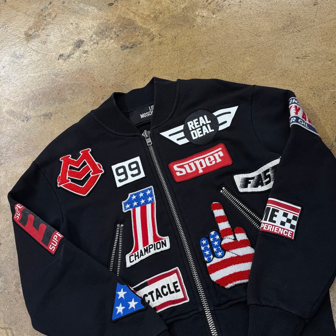 [정품/85] 러브모스키노 패치 블랙 봄버 자켓 b16 상품이미지1