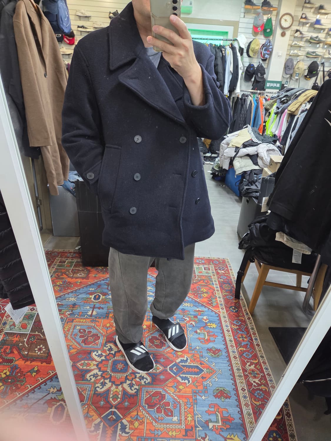 커스텀어클락 나인티스 헤비웨이트 울 더블코트 L 상품이미지6