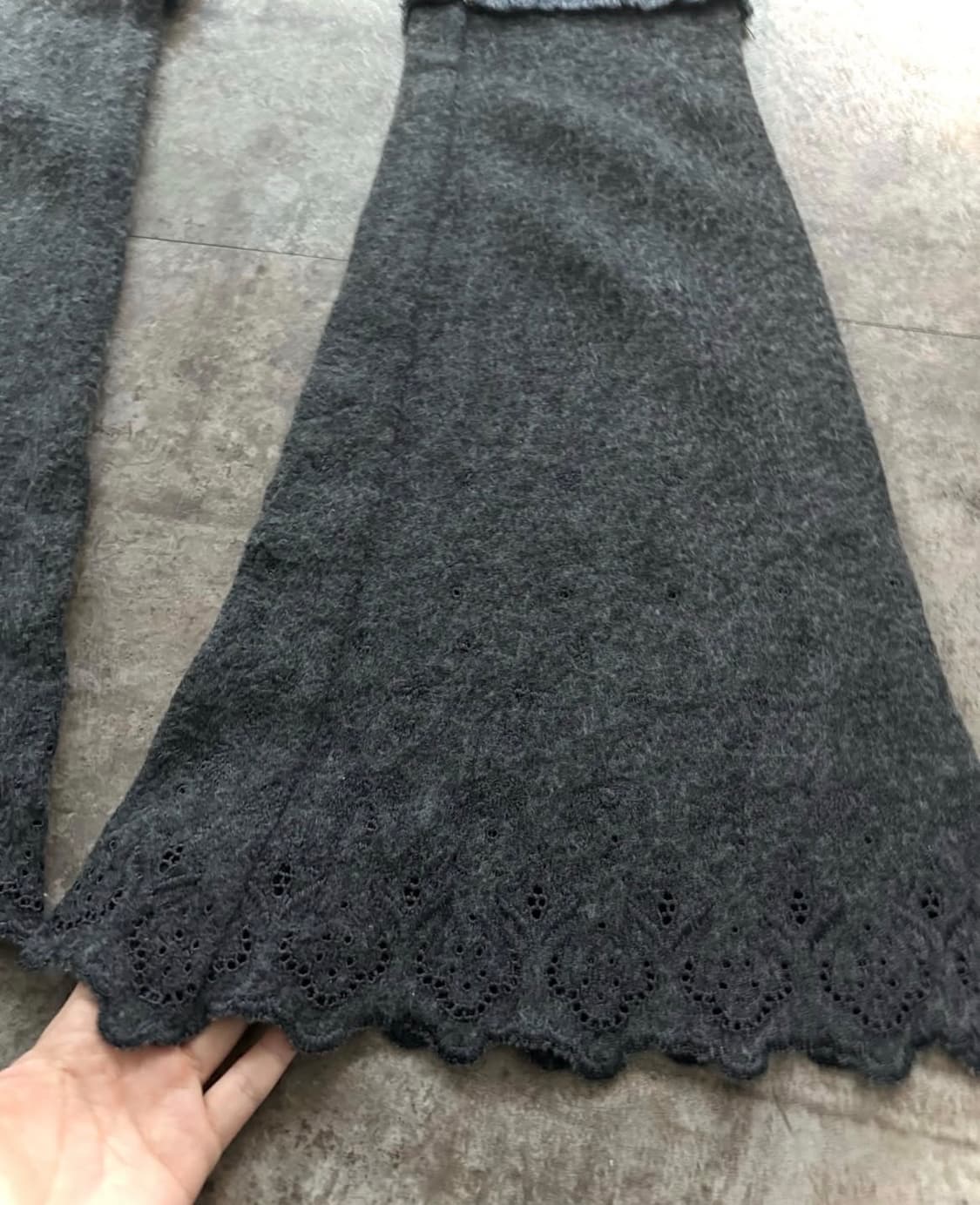 Knitted detail denim boots cut pants 상품이미지3