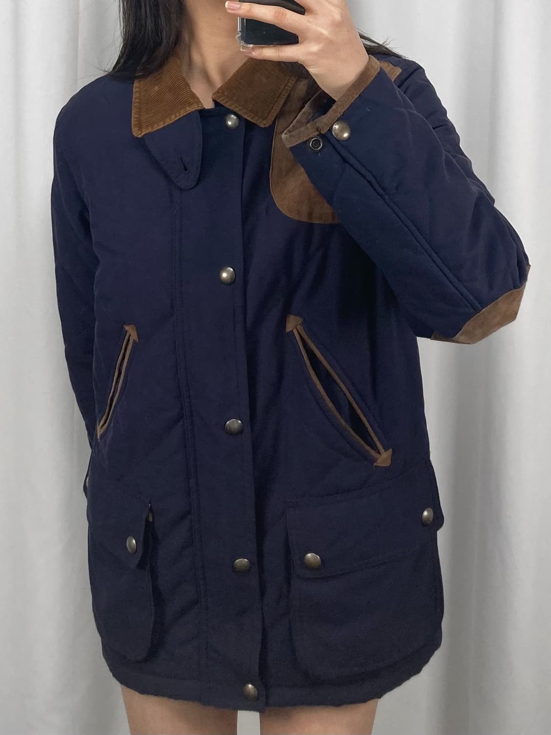 폴로 엘보우 패치 네이비 퀼팅 자켓 상품이미지2