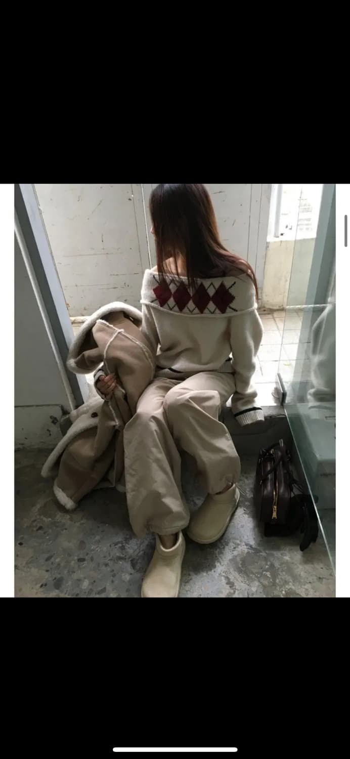 브리드 다이아 오프 니트 - 아이보리 상품이미지2