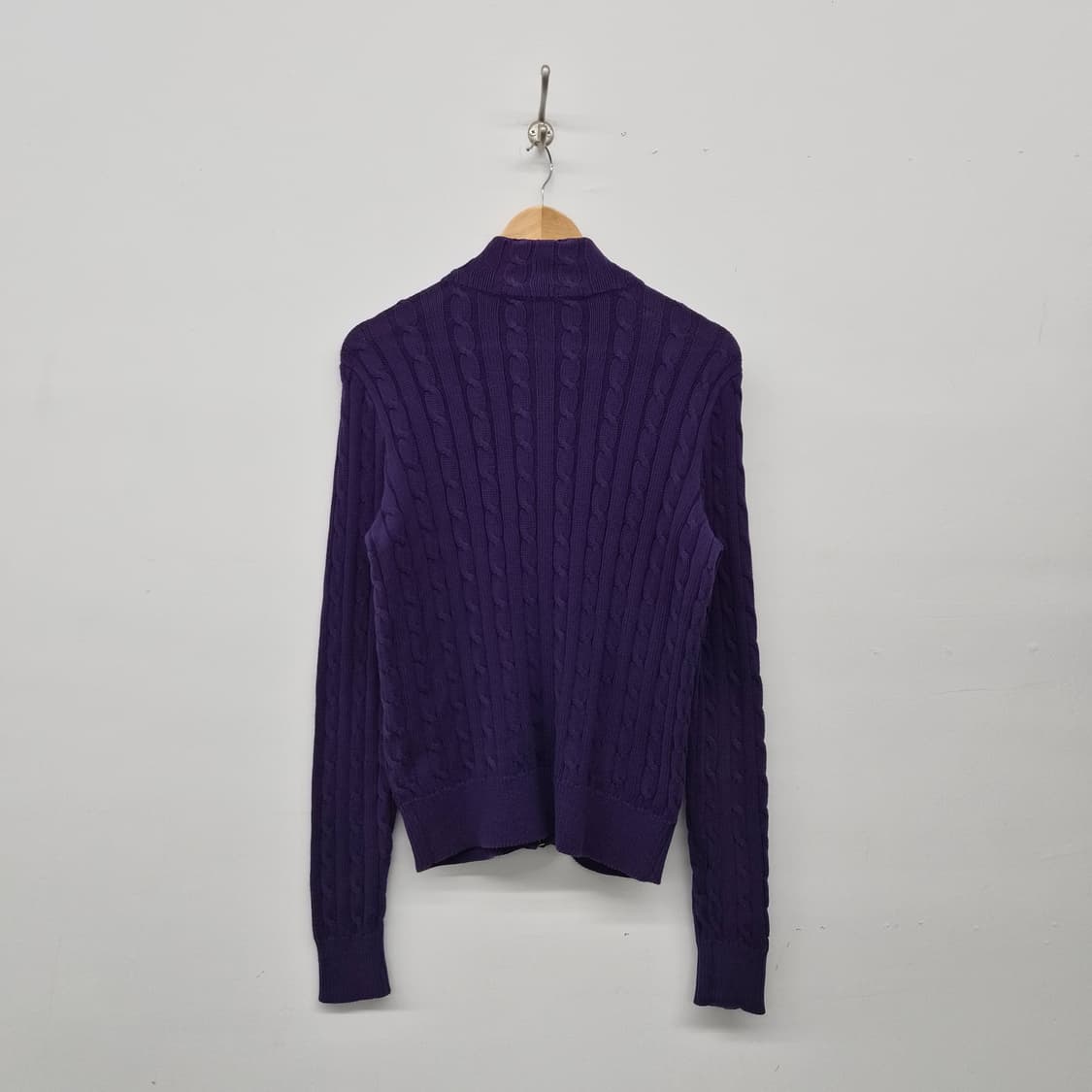 폴로 랄프로렌 퍼플 꽈배기 니트 집업 남성 L 상품이미지6