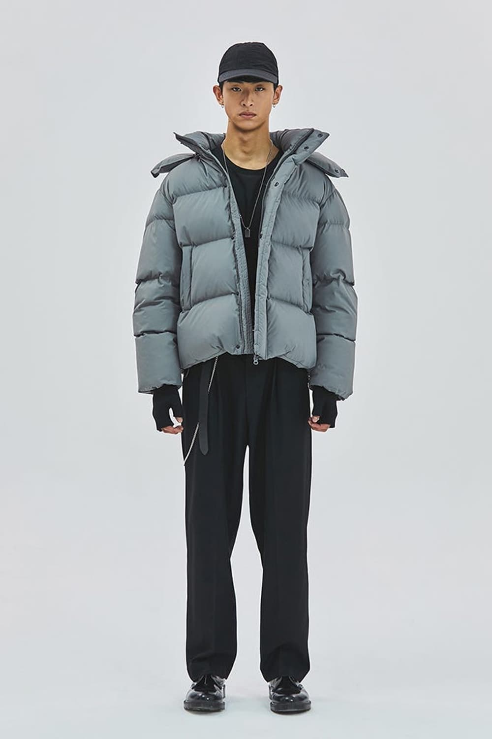 [M] 더티셔츠뮤지엄 덕다운 숏패딩 그레이 상품이미지4