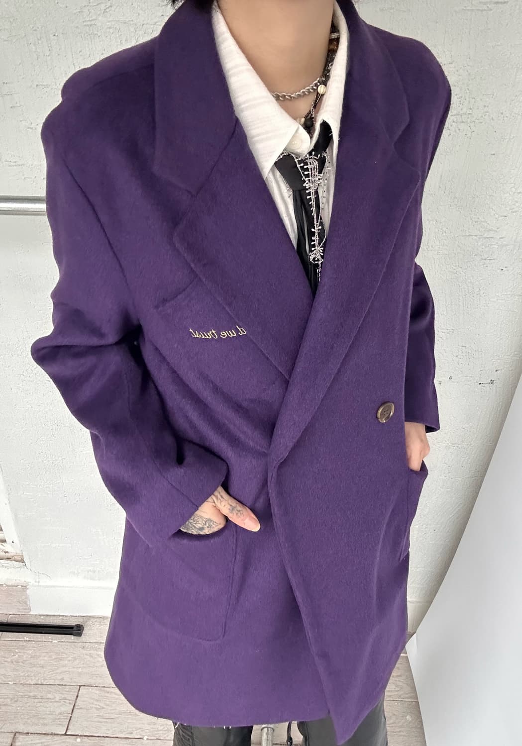 SAINTLESS purple duffel coat 상품이미지2