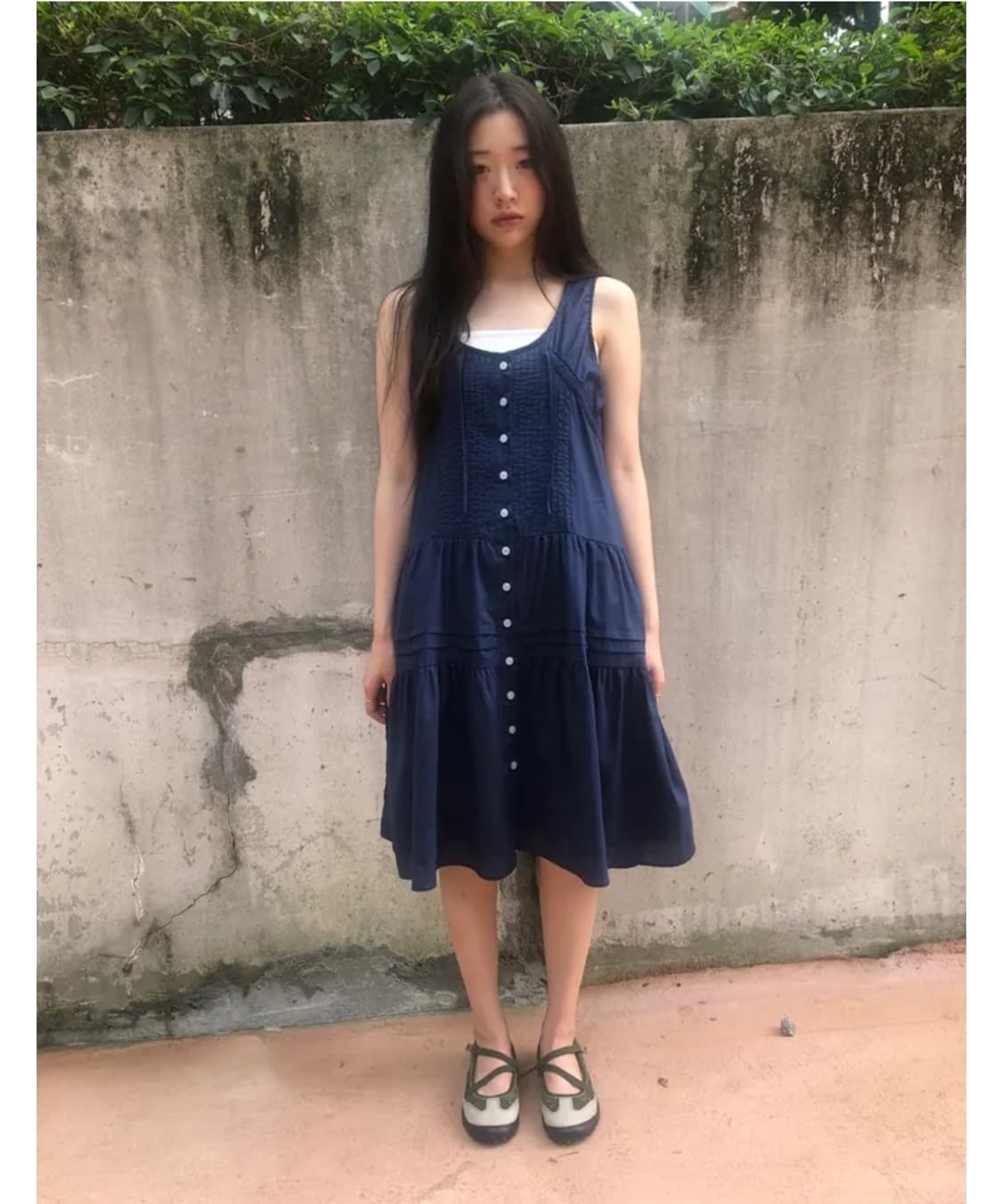 그린씨 보니타 슬리브리스 원피스 네이비 상품이미지1