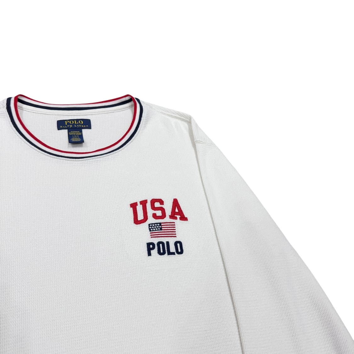 폴로 랄프로렌 USA 와플티 롱슬리브 긴팔 화이트 L 상품이미지2