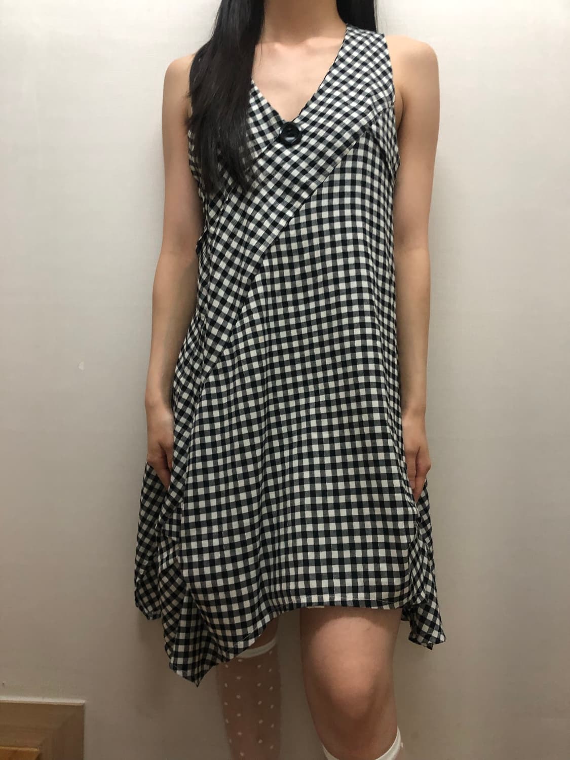 빈티지 블랙 체크 원피스 상품이미지1