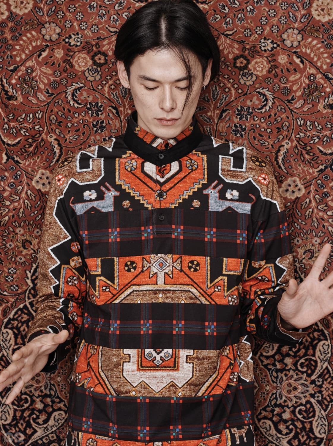 새상품) 지방시 리카도르 티시 페르시안 타탄 컬렉션 체크 피케 셔츠 90 상품이미지2