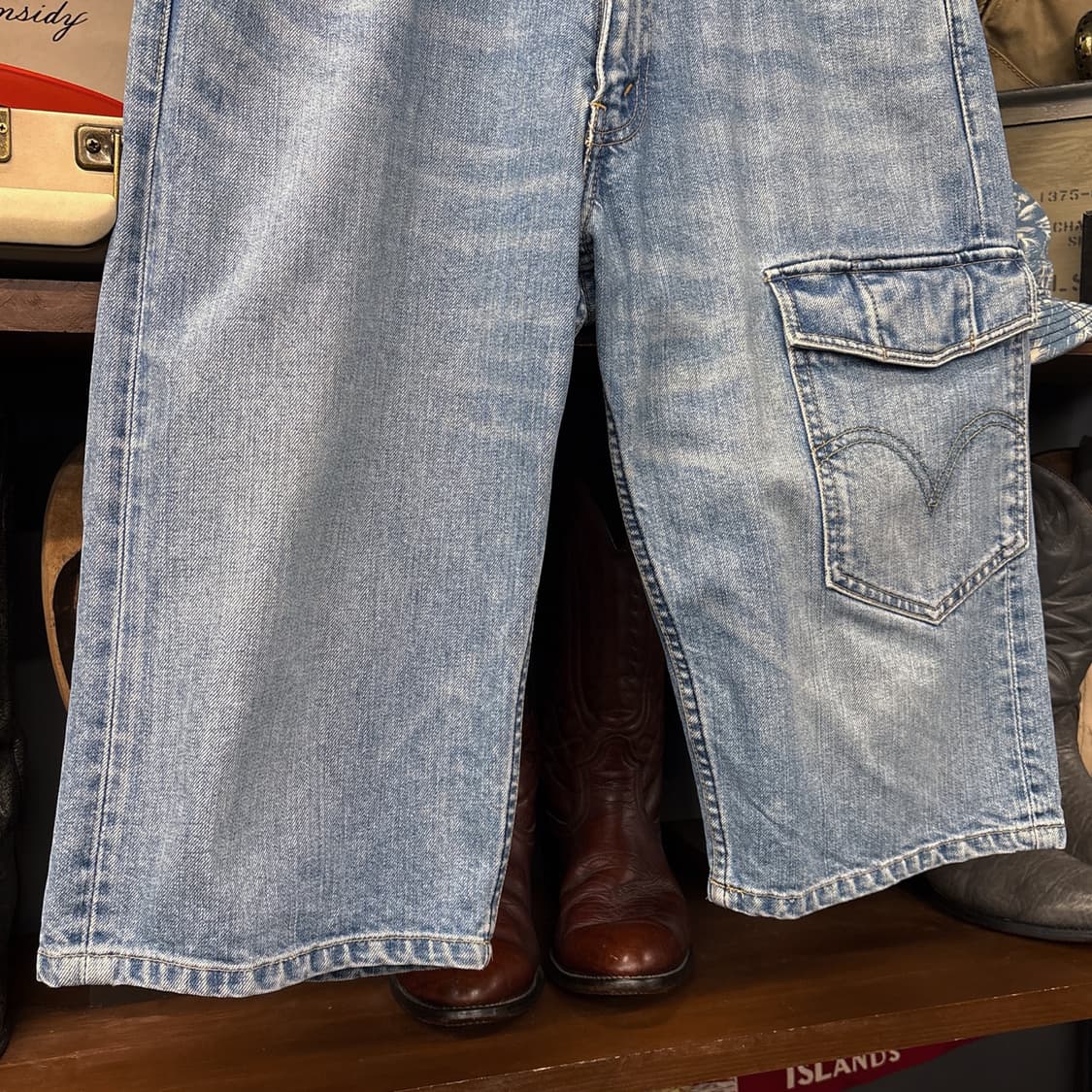 00s 리바이스 503 재팬라인 원포켓 카고 5부 데님팬츠  N1119 상품이미지5