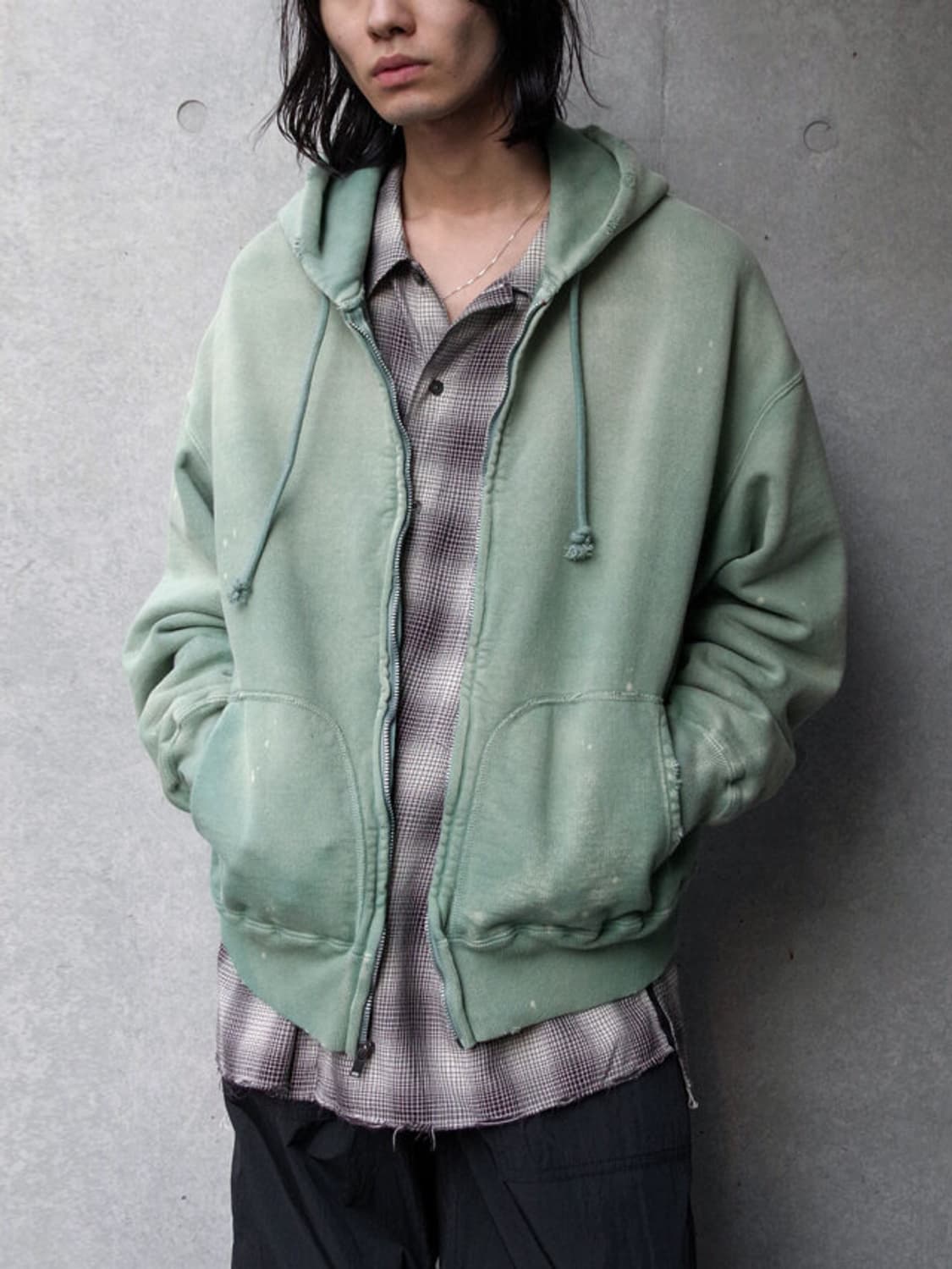 BOWWOW 바우와우 후드 집업 그린 에이징 XL사이즈 판매합니다 상품이미지2