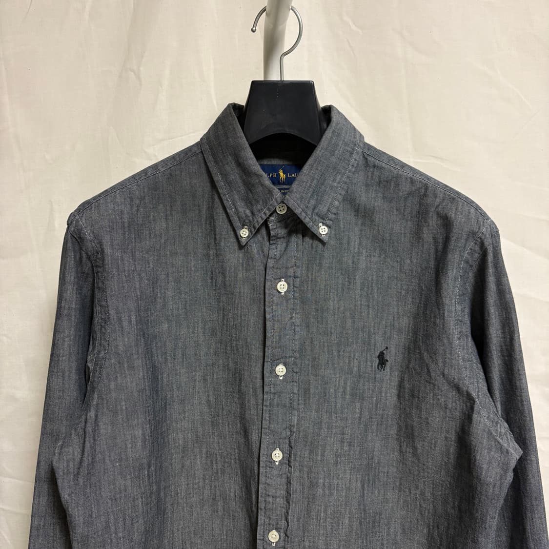 폴로 랄프로렌 슬림핏 샴브레이 셔츠 / 블랙, M 상품이미지2