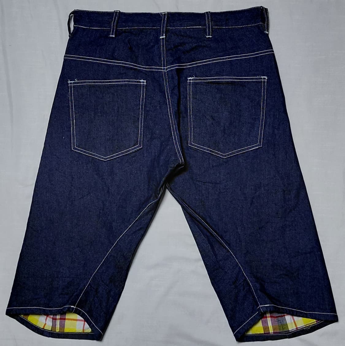 [L] UPSTART Removal 체크 배색 데님 크롭 팬츠 상품이미지8