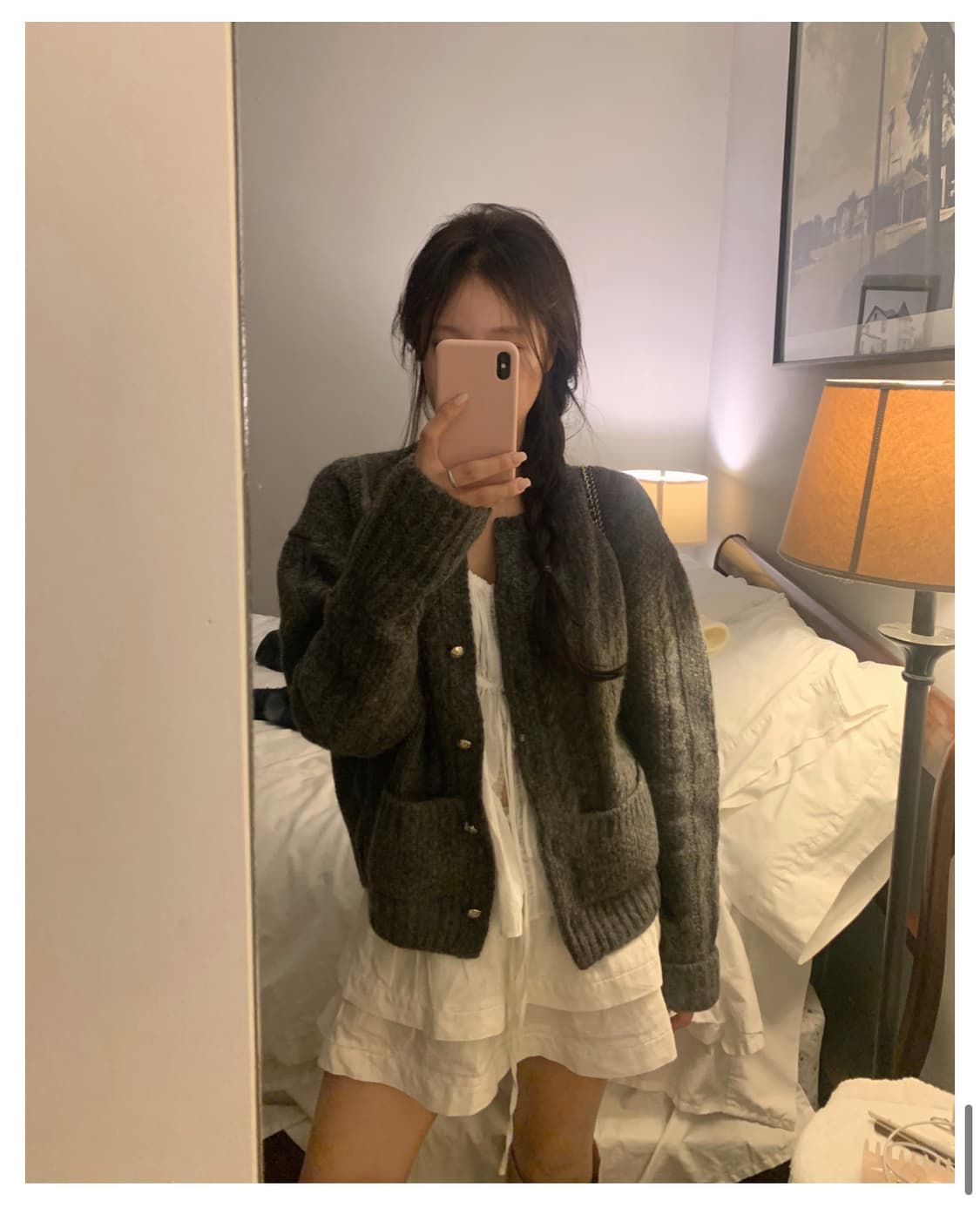 Leeds 리즈 에이미 울 케이블 가디건(차콜) 상품이미지2