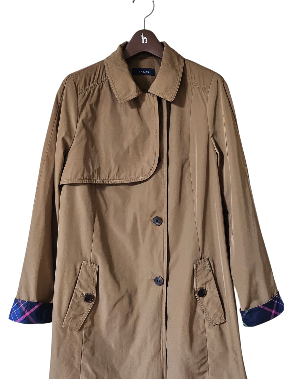 헤지스 브라운 폴리 100 싱글 여성 하프코트 55 / 상태좋음 상품이미지4