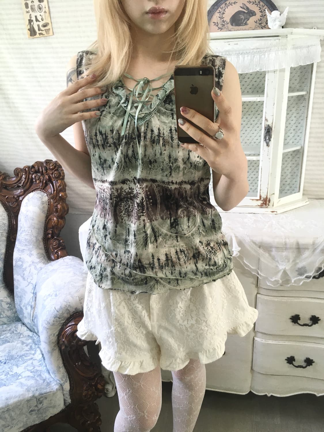 빈티지 민트 페어리 오리엔탈 슬리브리스 상품이미지3