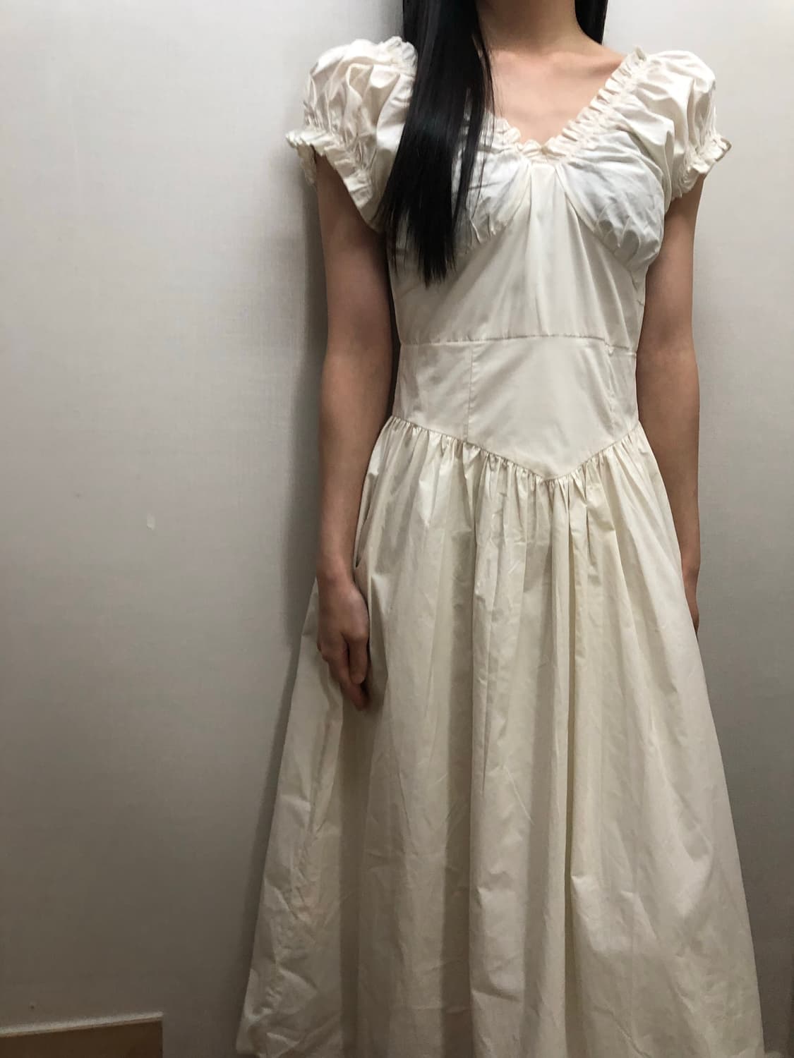 빈티지 아이보리 프릴 롱 원피스 상품이미지8