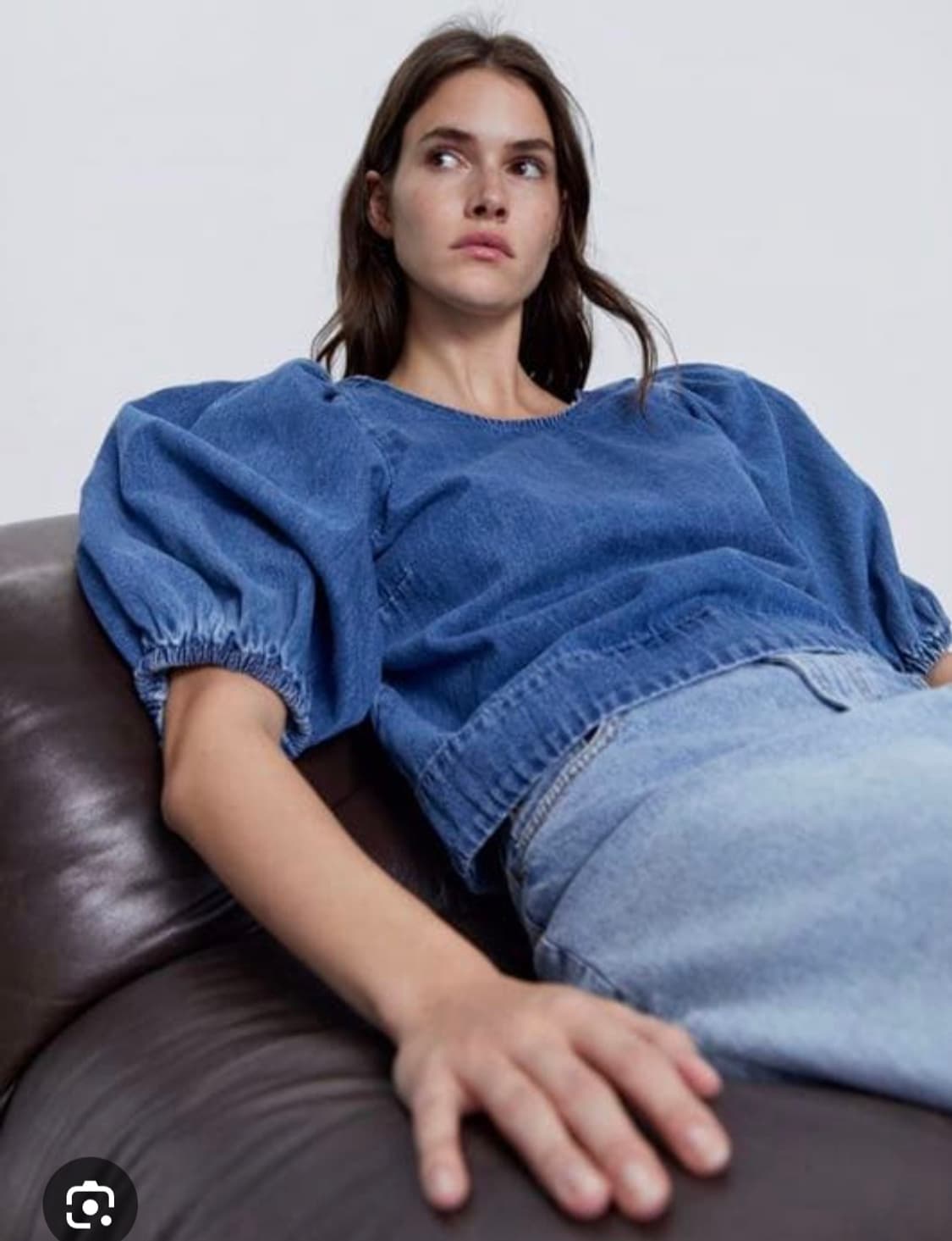 [ZARA] 자라 벌룬 소매 데님 블라우스 (반전 뒷태 상품이미지3