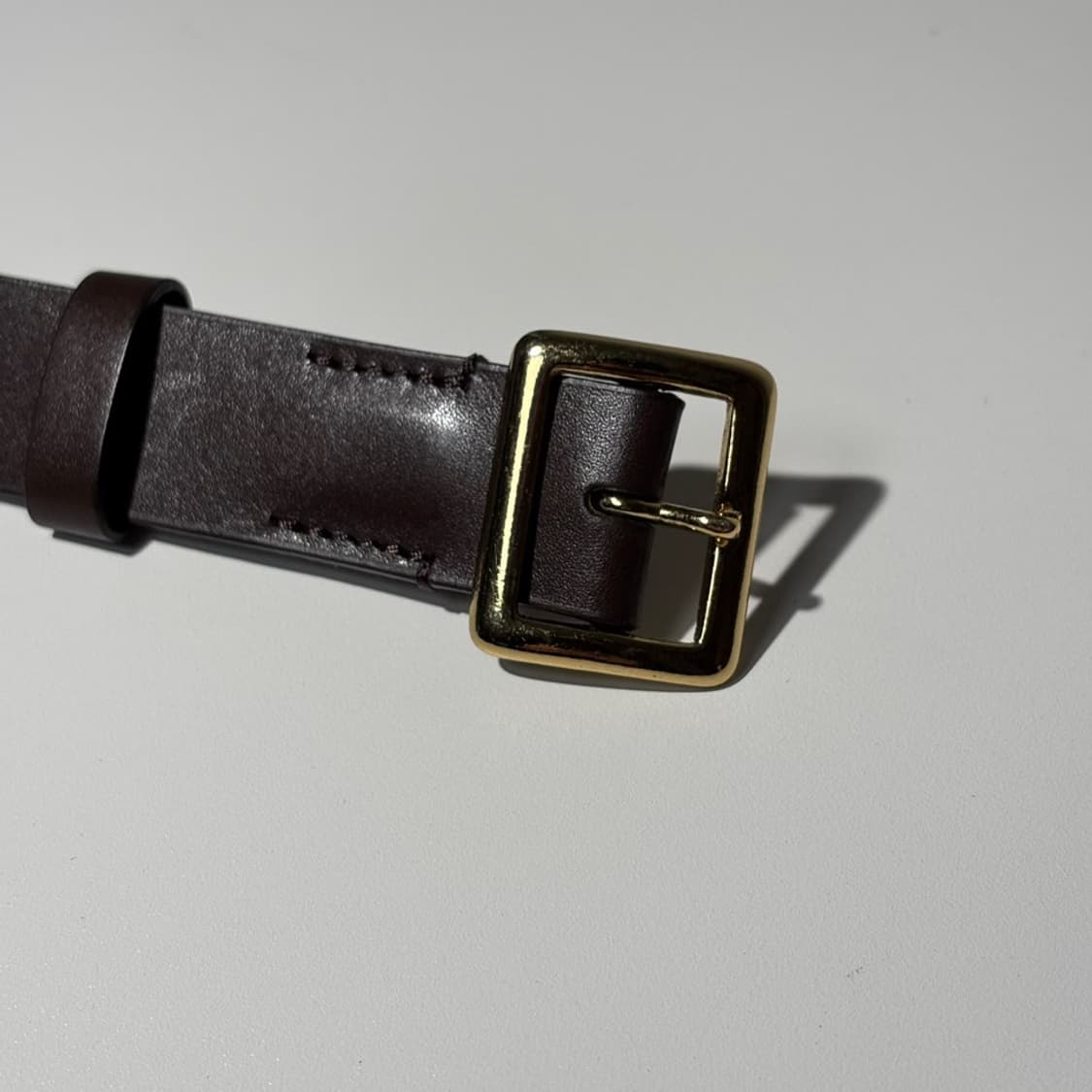 오라리 레더 스퀘어 버클 벨트 브라운 상품이미지3