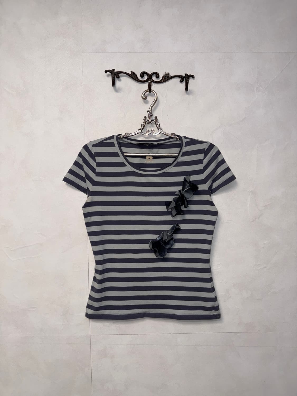 MaxMara navy blue stripe flower half t  상품이미지1