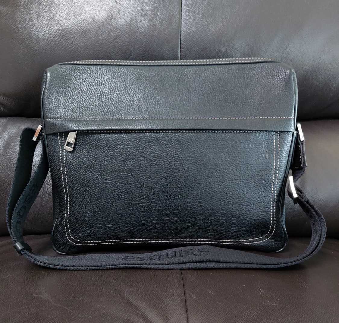 에스콰이어 남성 천연가죽 크로스백 서류가방 블랙 상품이미지1