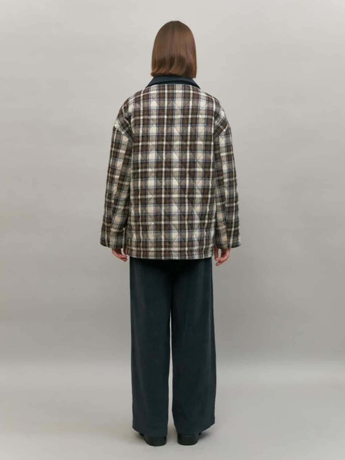 EN OR 엔오르 체크 퀼팅 자켓 브라운(F) 상품이미지3