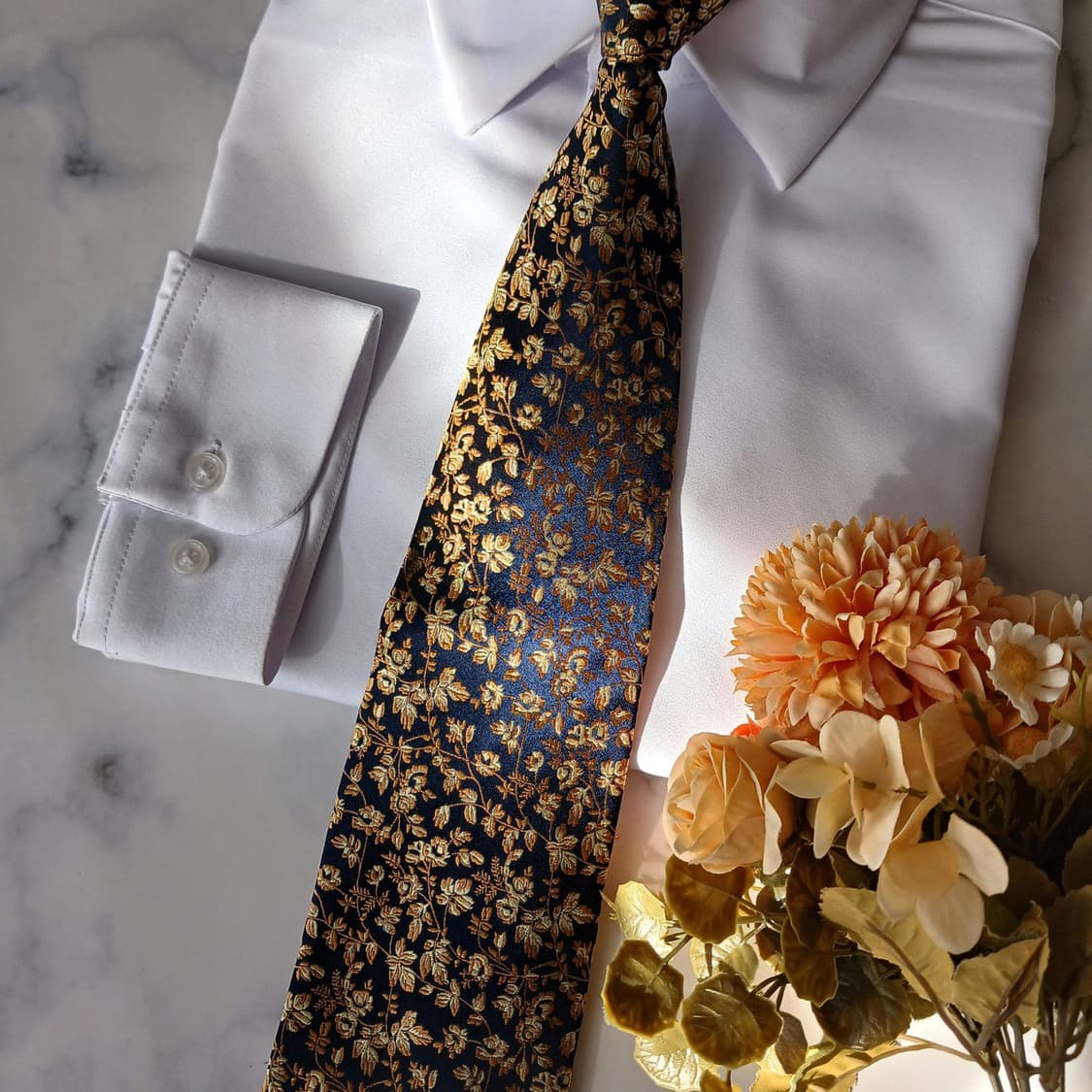 아쿠아스큐텀 실크 플로럴 자수 넥타이 9.4cm A+등급 A19435
 상품이미지7