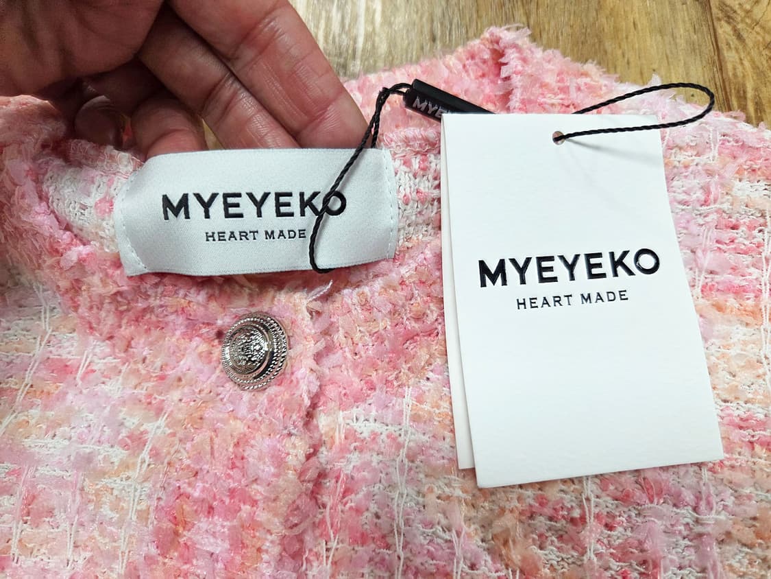 마이아이코(MYEYEKO) 핑크 블러썸 트위드 니트자켓 프리사이즈 새상품 상품이미지9