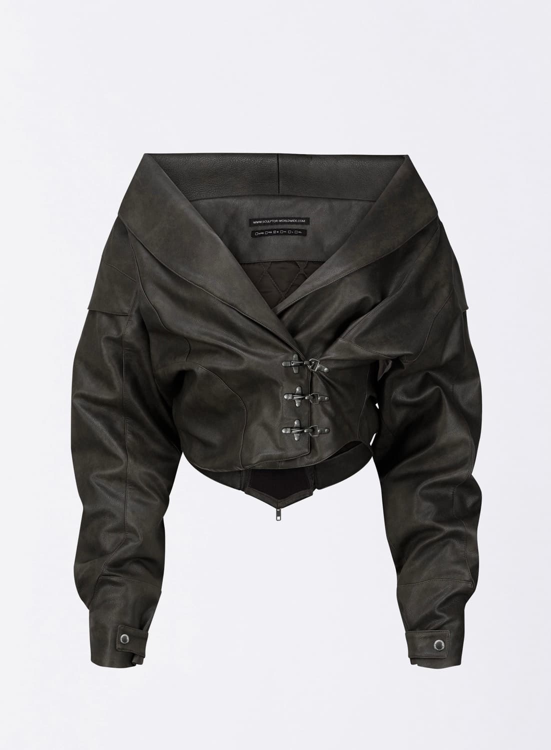 스컬프터 코르셋 다운 레더 자켓 브라운 상품이미지2