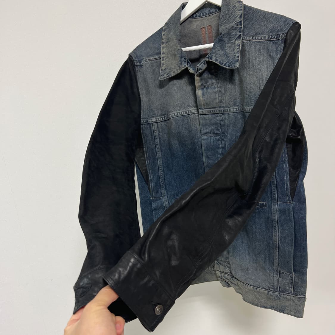 릭오웬스 14SS 다크쉐도우 팔가죽 데님 자켓 허슬러 블루 상품이미지5