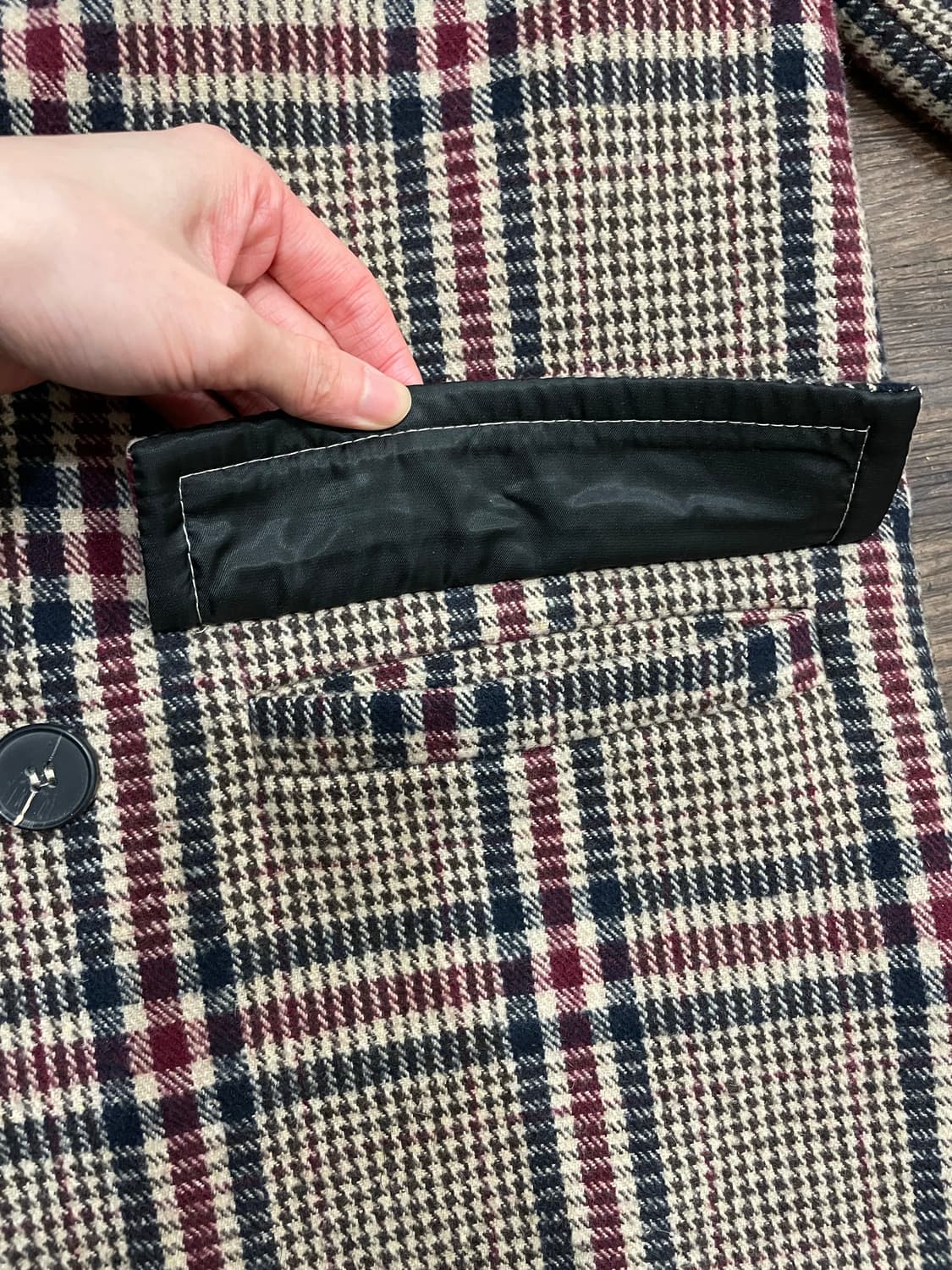 ESN 하운드 투스 울 체크 더블 코트 상품이미지8