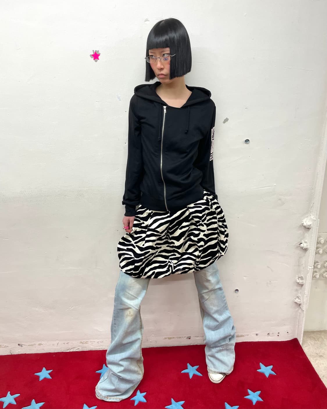 Glen News Asymmetric Black Hooded Zip-Up 상품이미지6