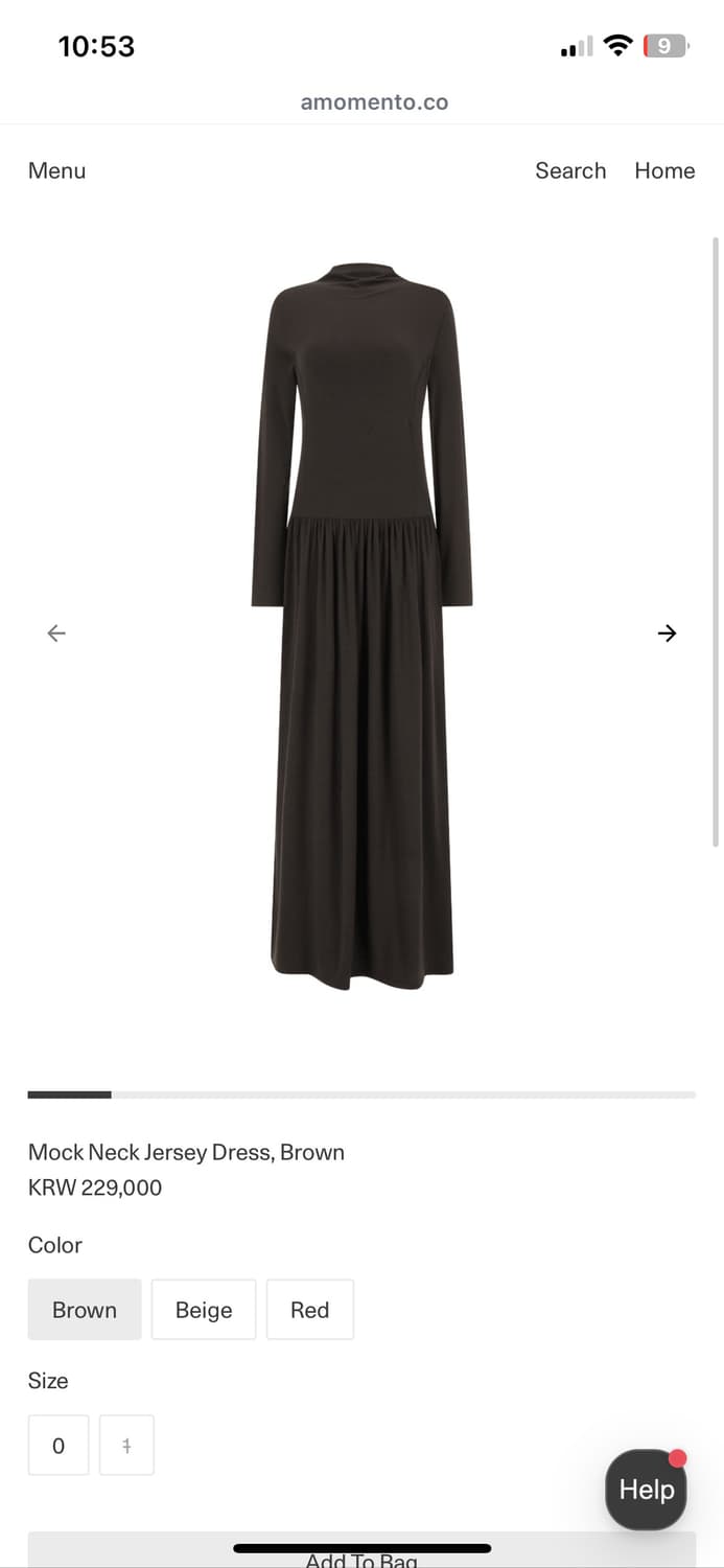 아모멘토 저지 드레스Mock Neck Jersey Dress, Brown 상품이미지1