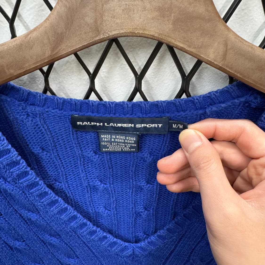 폴로 랄프로렌 케이블 니트 화이트 포니 로고 포인트 블루 상품이미지5