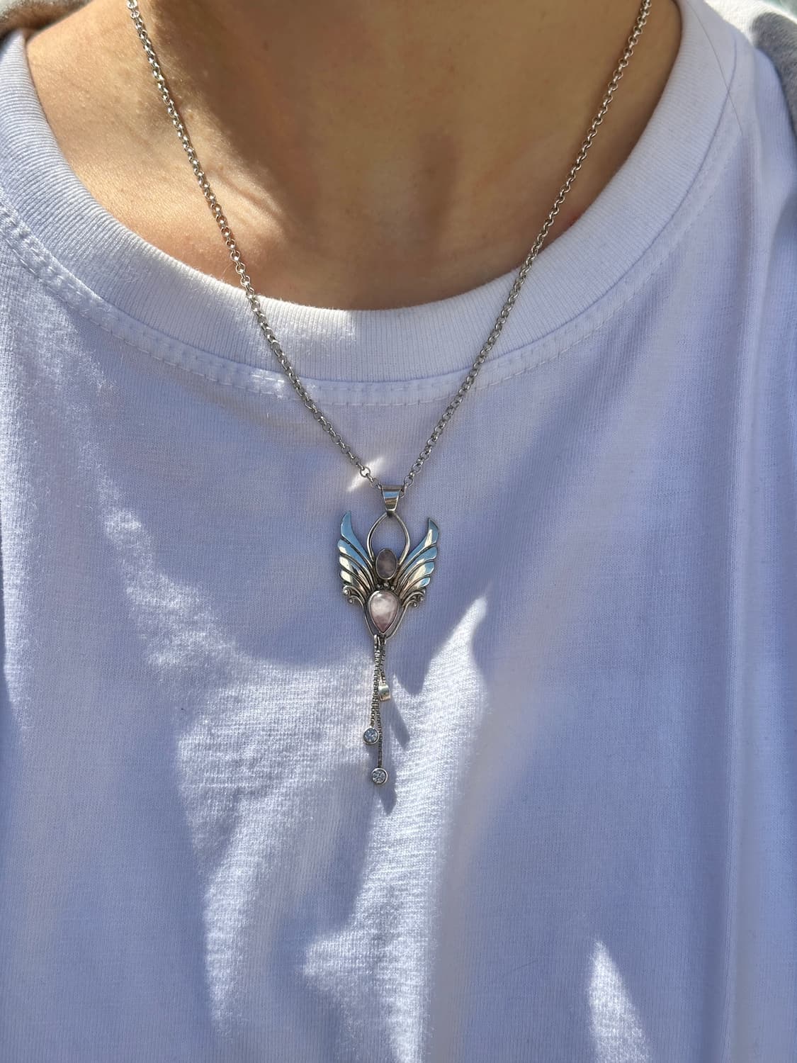Vintage Angel Wing Rose Quartz Tassel 92 상품이미지6