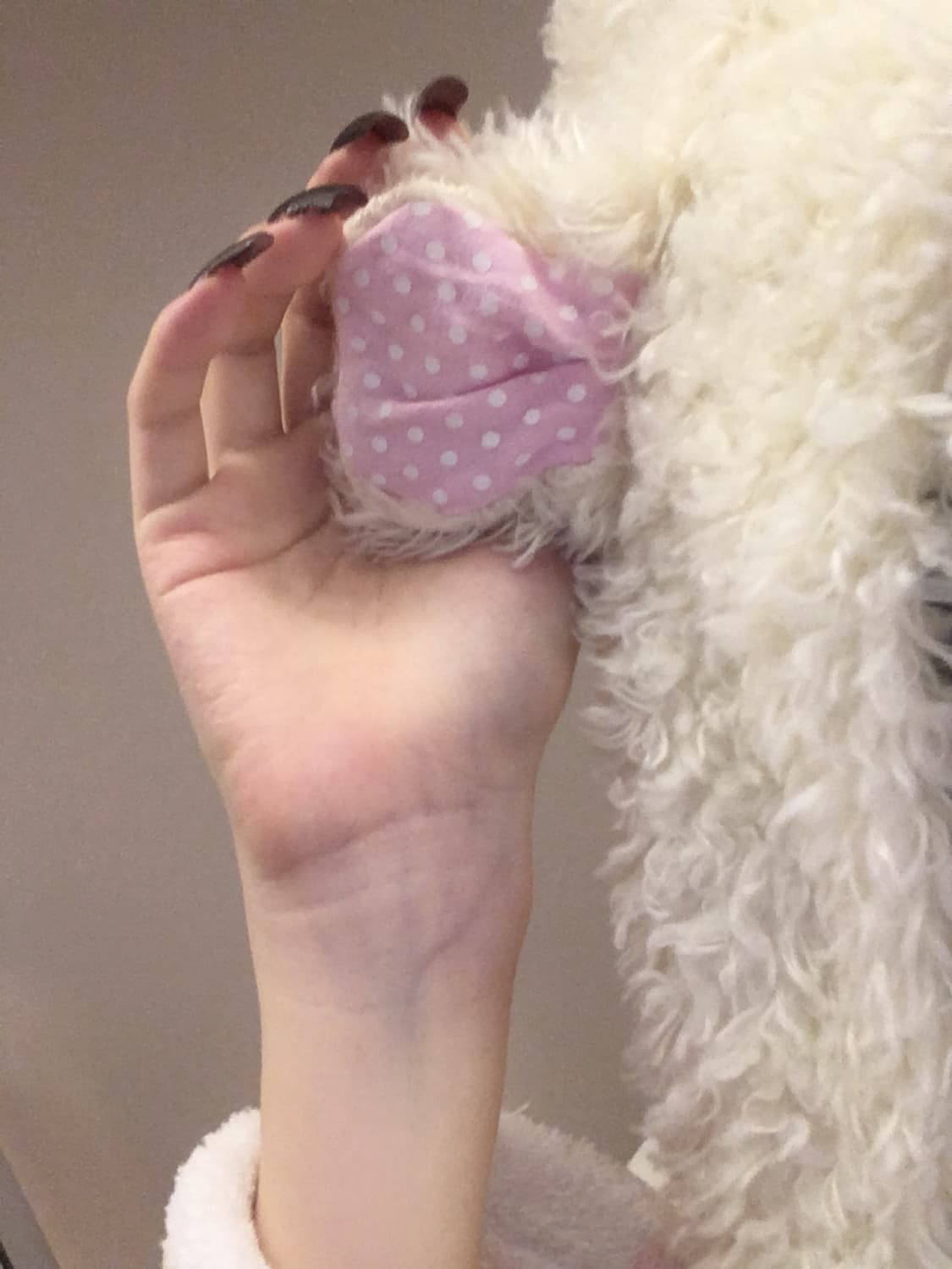 핑크 도트 쿠마미미 퍼 목도리 머플러 히메갸루 헤이세이 상품이미지6