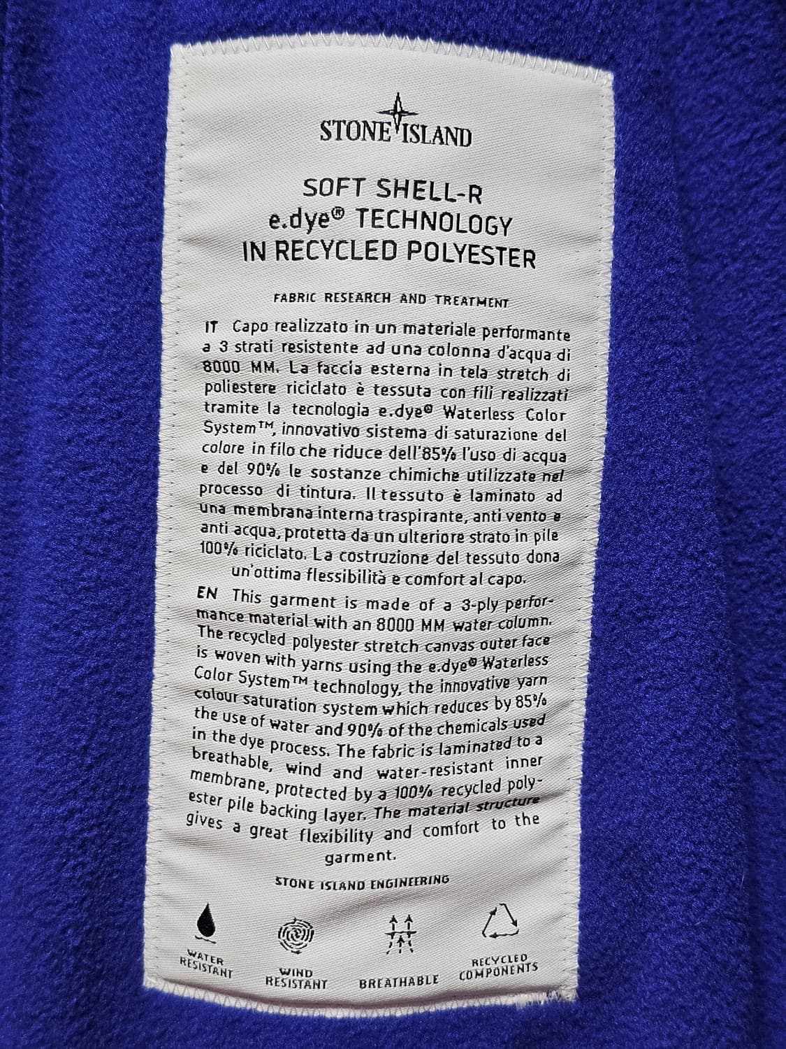 스톤아일랜드 소프트 쉘-R E.Dye 테크놀로지 자켓 (새 상품) 상품이미지7