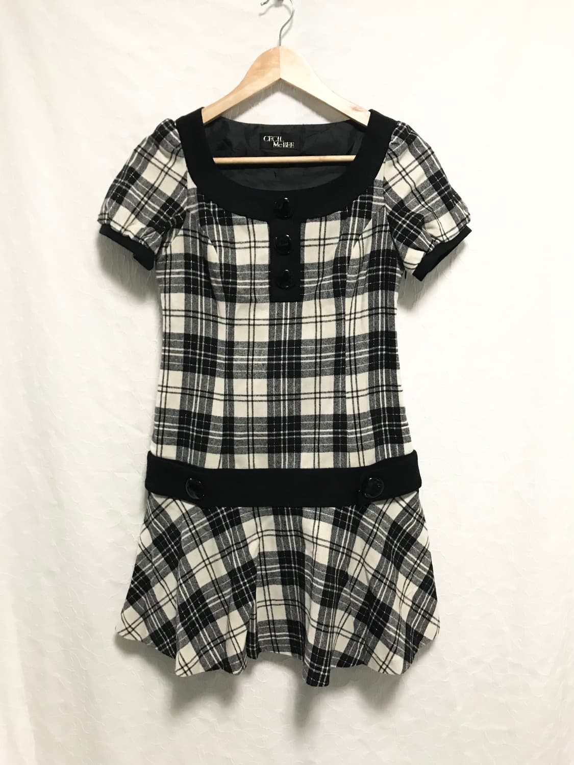 빈티지 cecil mcbee 세실맥비 갸루 체크 버튼 울 원피스 상품이미지1
