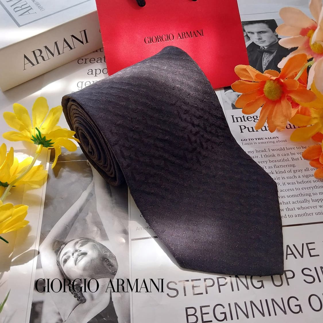 조르지오 아르마니 블랙 패턴 넥타이 9.9cm A~B등급 K2679
 상품이미지1