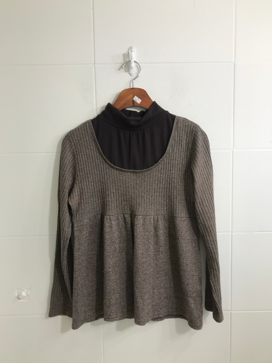 브라운 체크 모카무스 울코트 모리걸 코디세트 상품이미지6