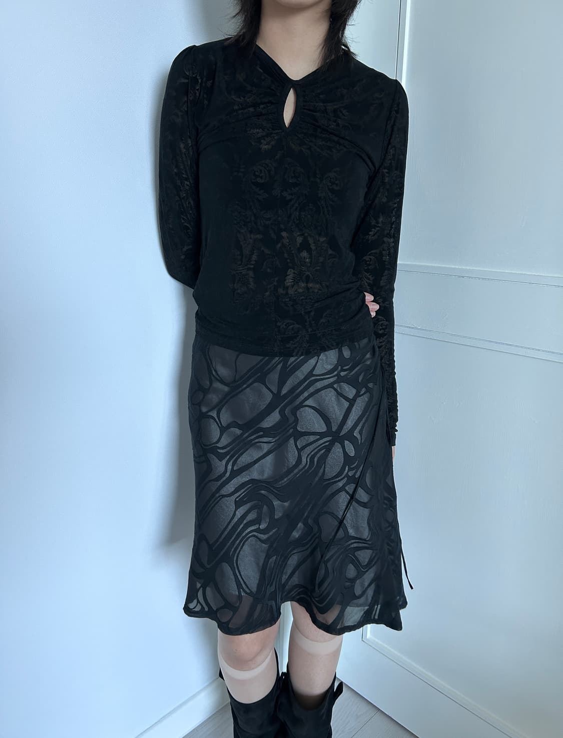 Shadow Flow Skirt / 빈티지 미디 스커트 상품이미지2