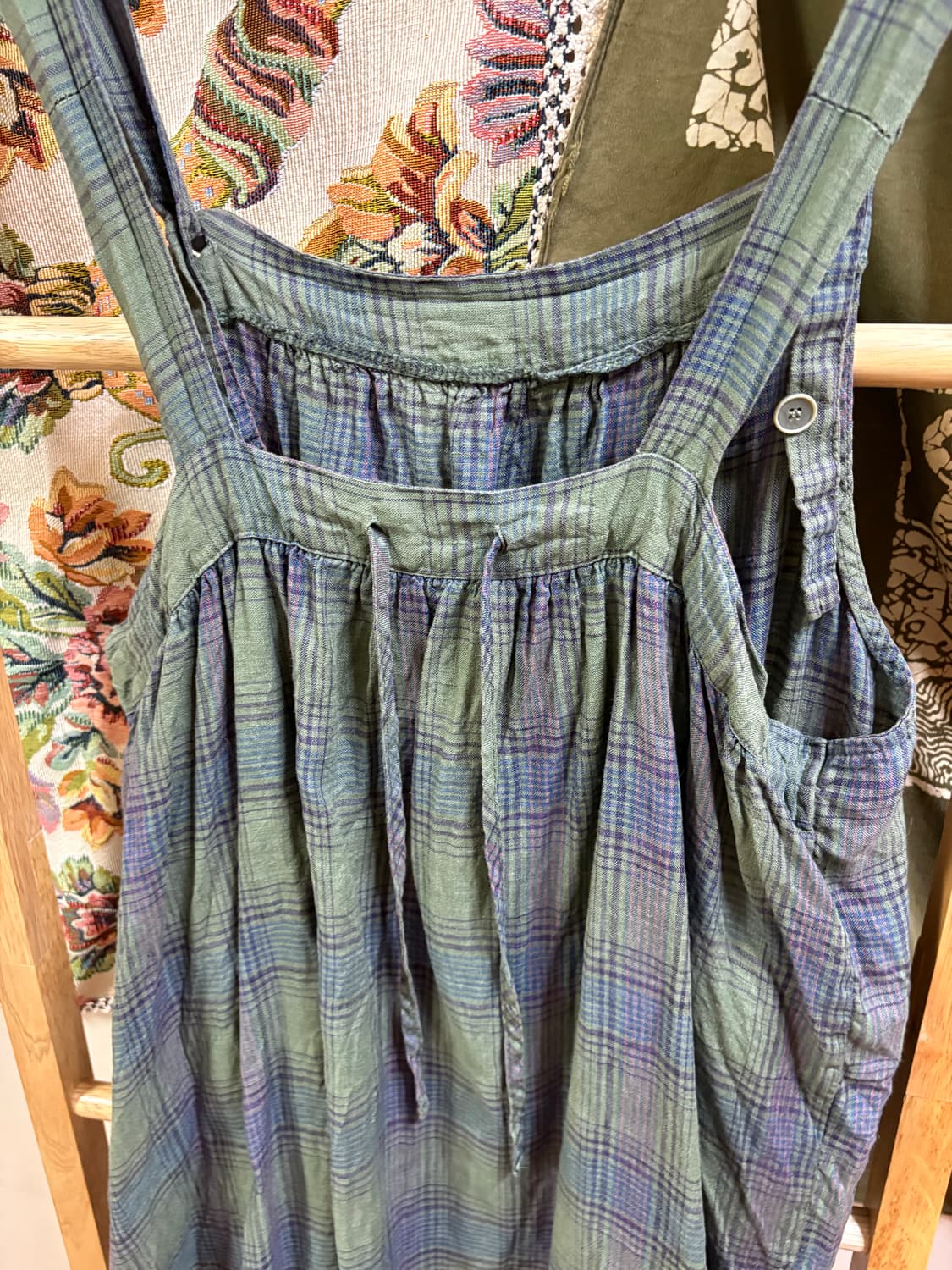 히피 모리 하구미 카키 패턴 디테일 레이어드 원피스 상품이미지7