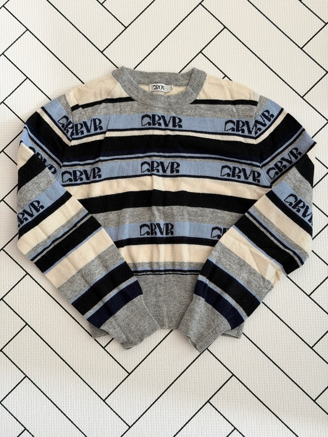 차정원 착용 그로브 스트라이프 grvr 니트 블루 상품이미지7