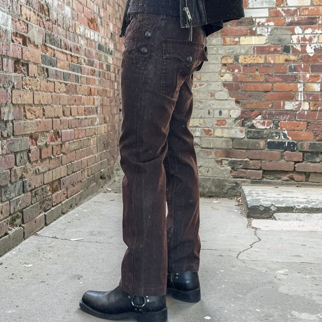 JUN MEN 브라운 스트라이프 락시크 데님 팬츠 상품이미지2