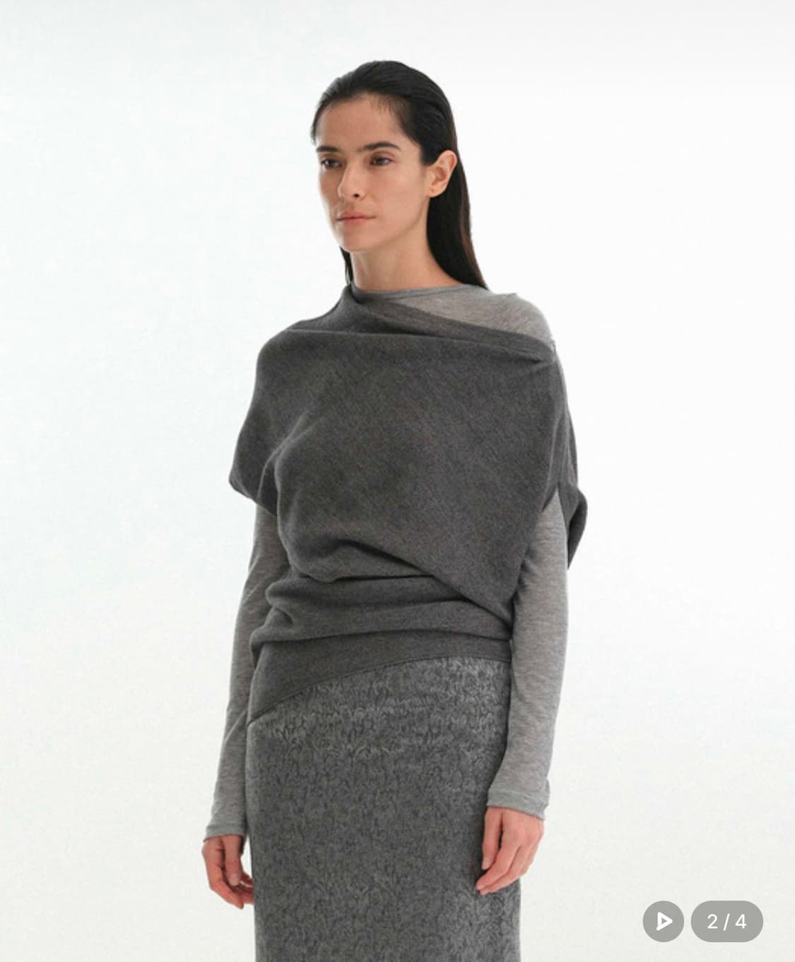 Unbal Off-Shoulder Knit (Grey) 상품이미지2