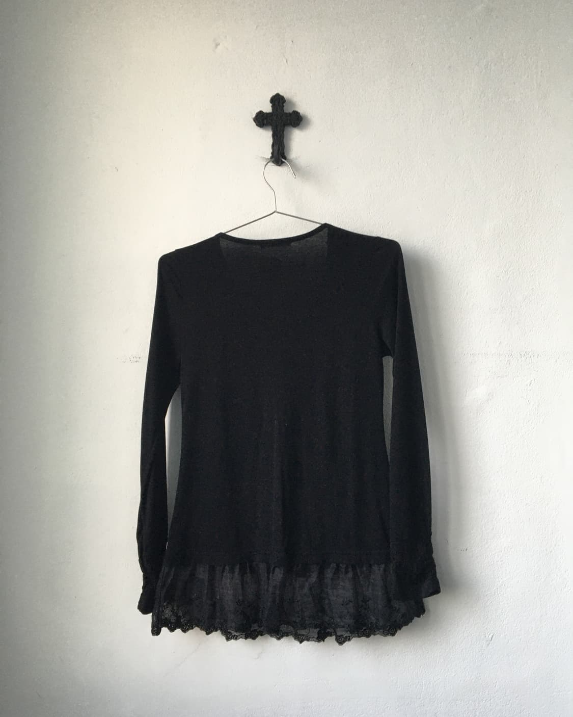 Axes femme lace trimming sleeve 상품이미지3