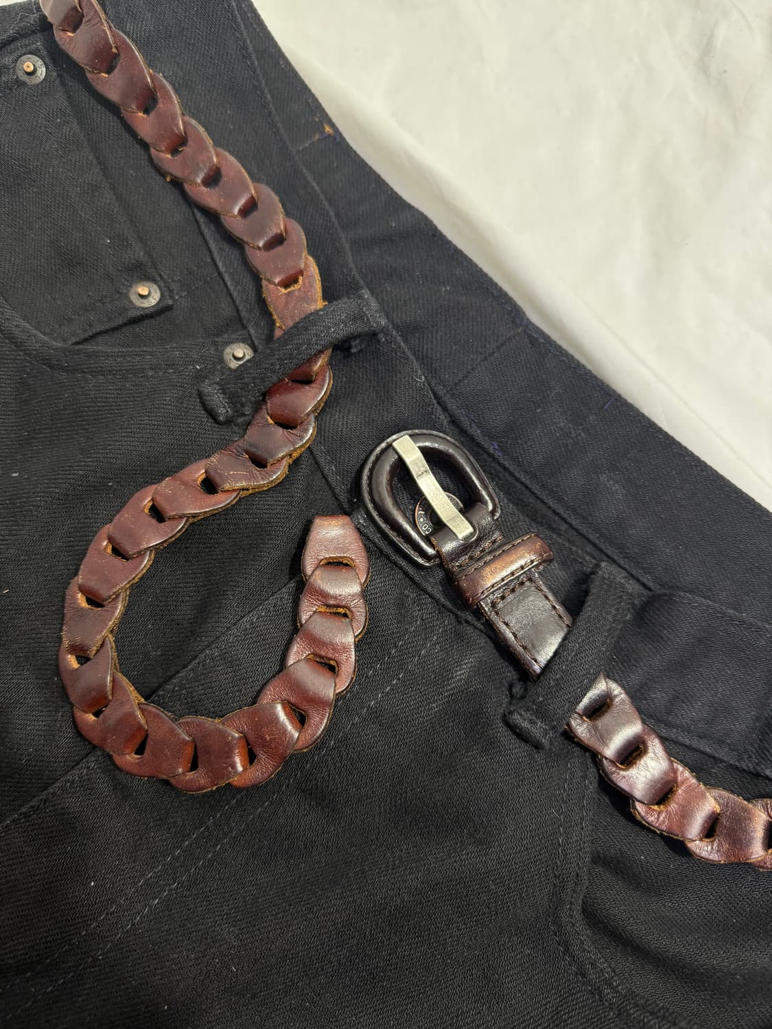 빈티지 브레이드 레더 벨트 상품이미지3