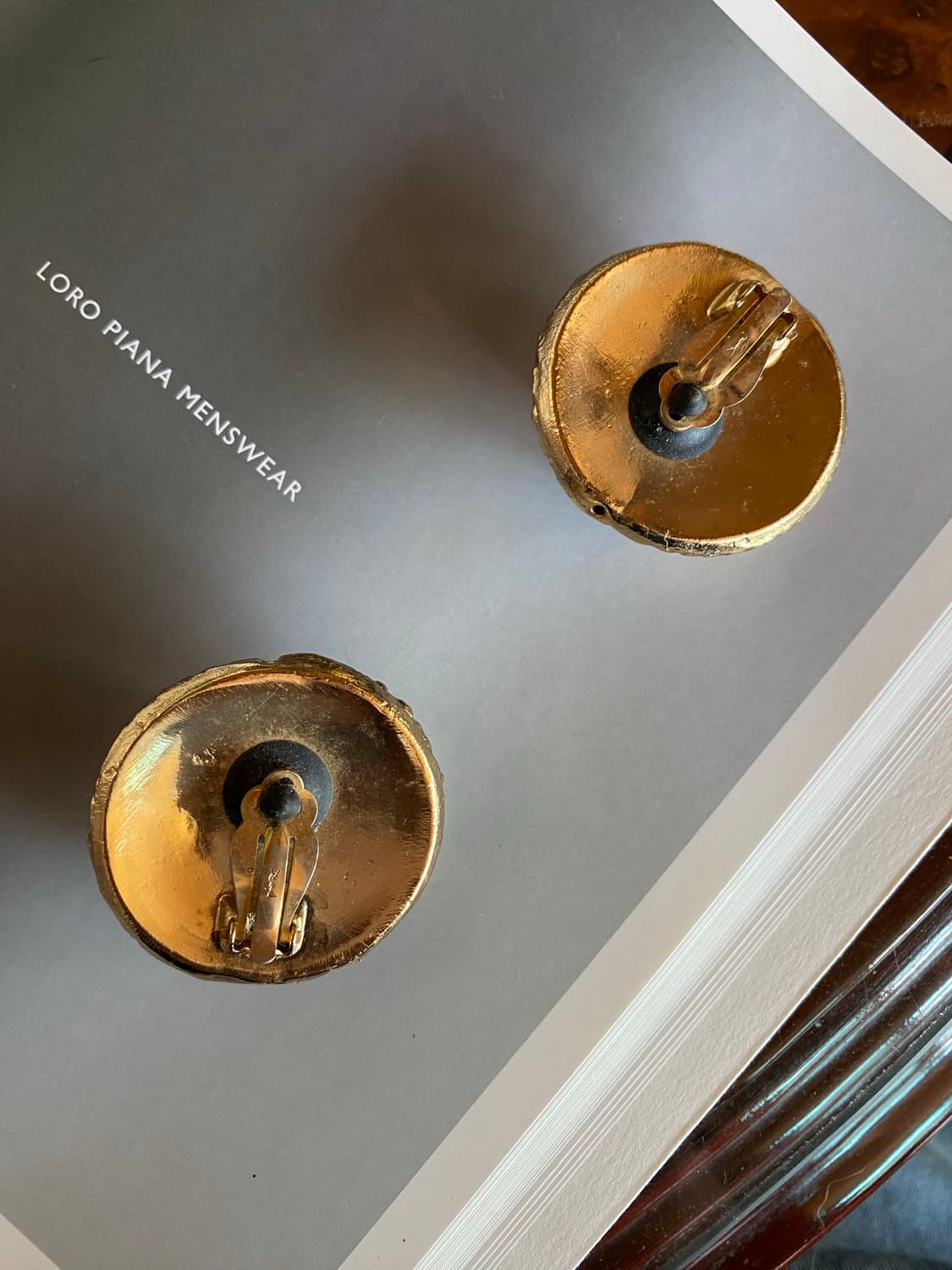 빈티지ysl 입생로랑 볼드 핑크 큐빅 골드 귀걸이 귀찌 상품이미지4