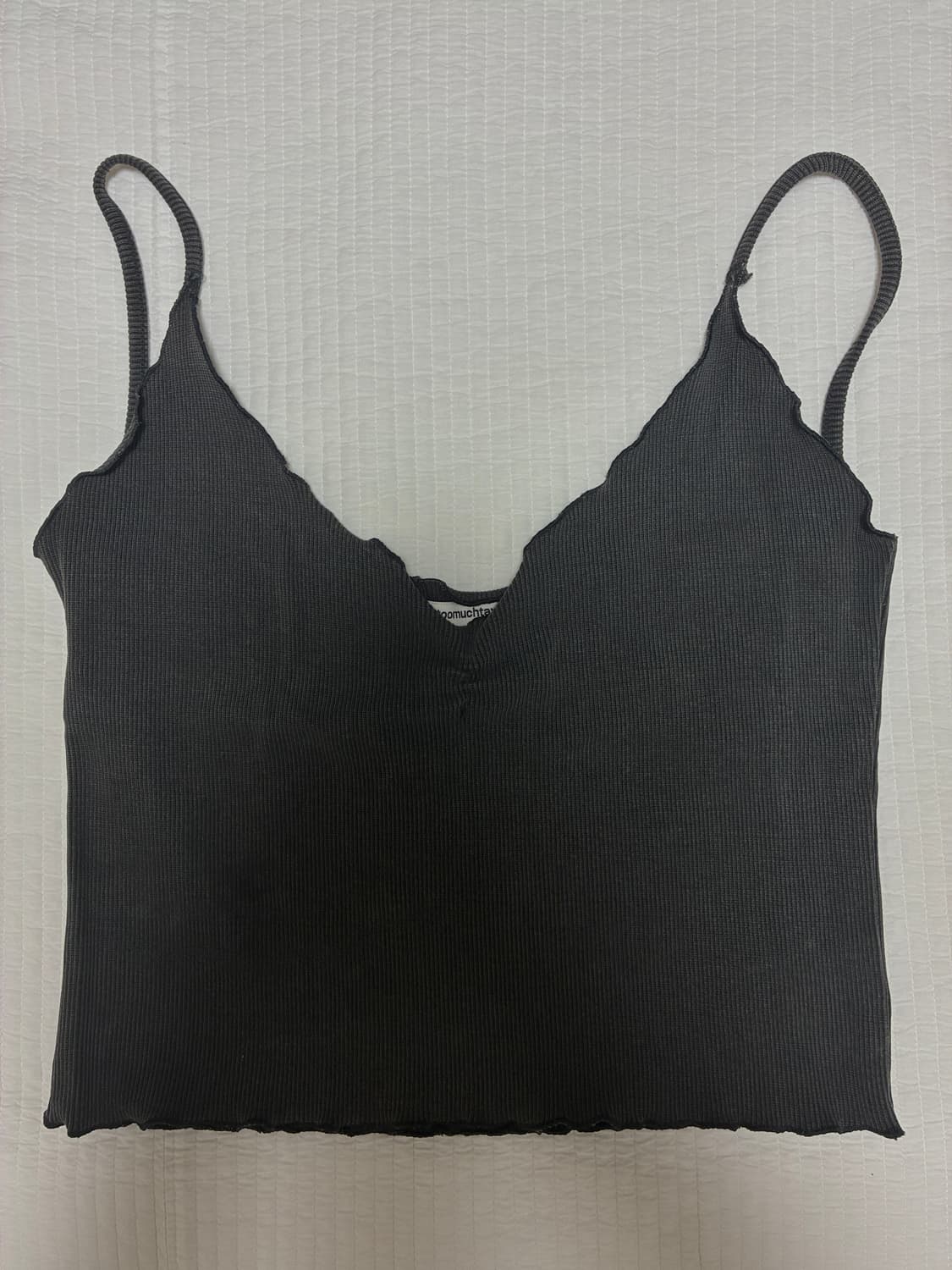 투머치택스 V-neck ribbed tank top charcoal 상품이미지1